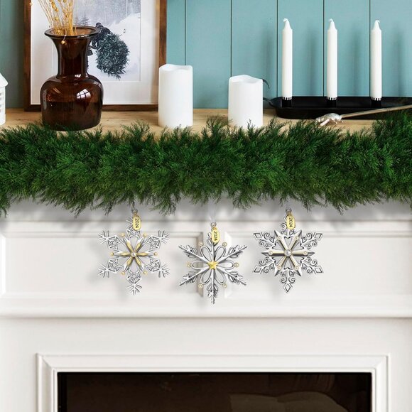 🆕 Christmas Tree Ornaments Set 3 Pieces Metallic Snowflake Hanging Home Decor - Picture 2 of 7